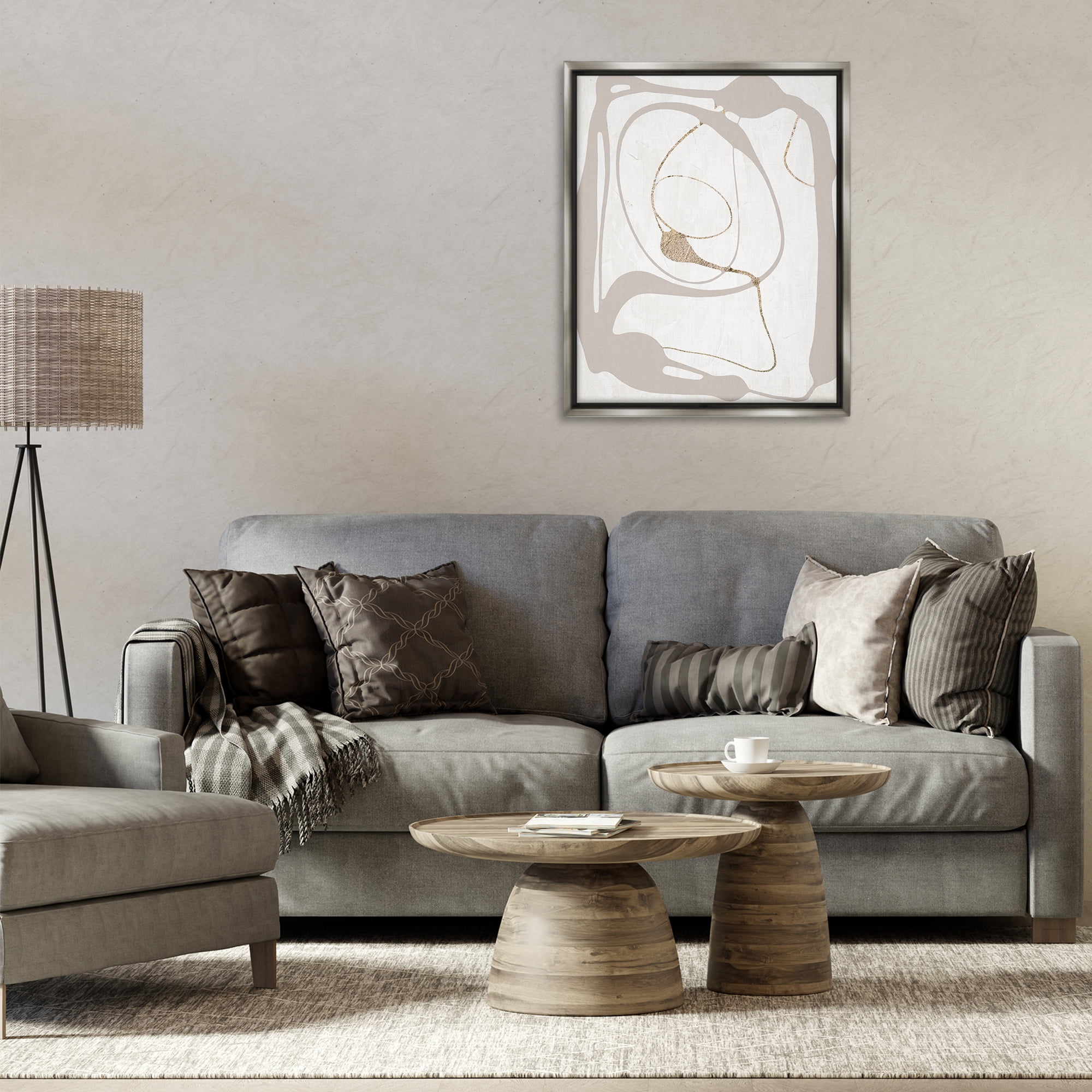 Stupell Industries Gray Very Abstract Figure Abstract Painting Gray Floater Framed Canvas Art Print Wall Art, 25 x 31