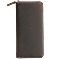 thumbnail image 2 of Cartera vintage de cuero genuino para hombre, cartera larga de piel de vaca con cremallera, cartera de mano de cuero de Caballo Loco, bolso informal de moda para jóvenes, 2 of 5