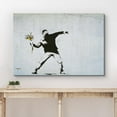 thumbnail image 3 of HFDF Canvas Print Wall Art Banksy Man Throws Yellow Flower Bouquet Graffiti & Street Art Pop Culture Illustrations Pop Art Bohemian Multicolor Dark for Living Room, Bedroom, Office 18x12inch Framed, 3 of 7