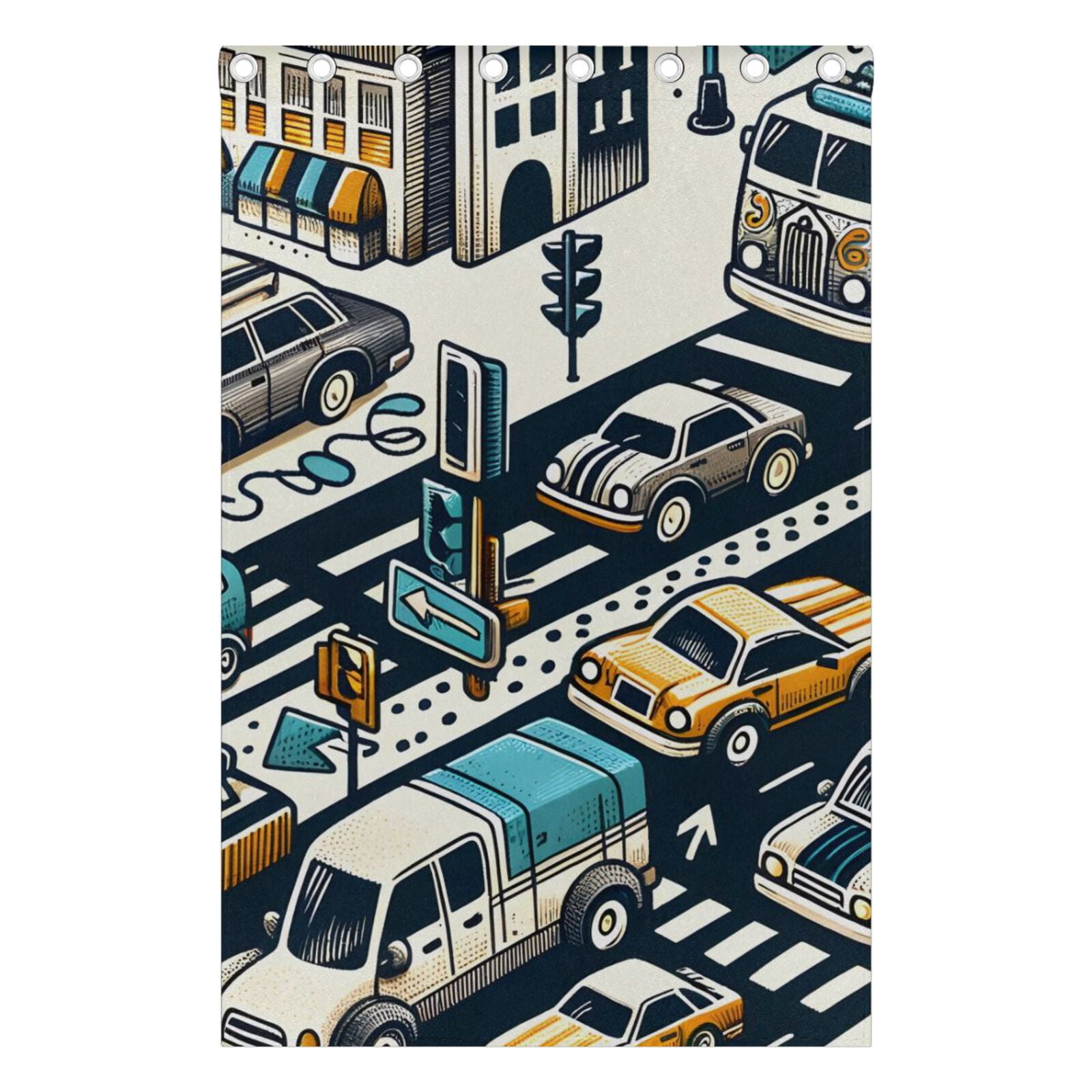 Roads Cars and Houses Black Out Curtains 72 Inch Length Curtains for Sliding Glass Doors Bedroom Living Room 2 Pack