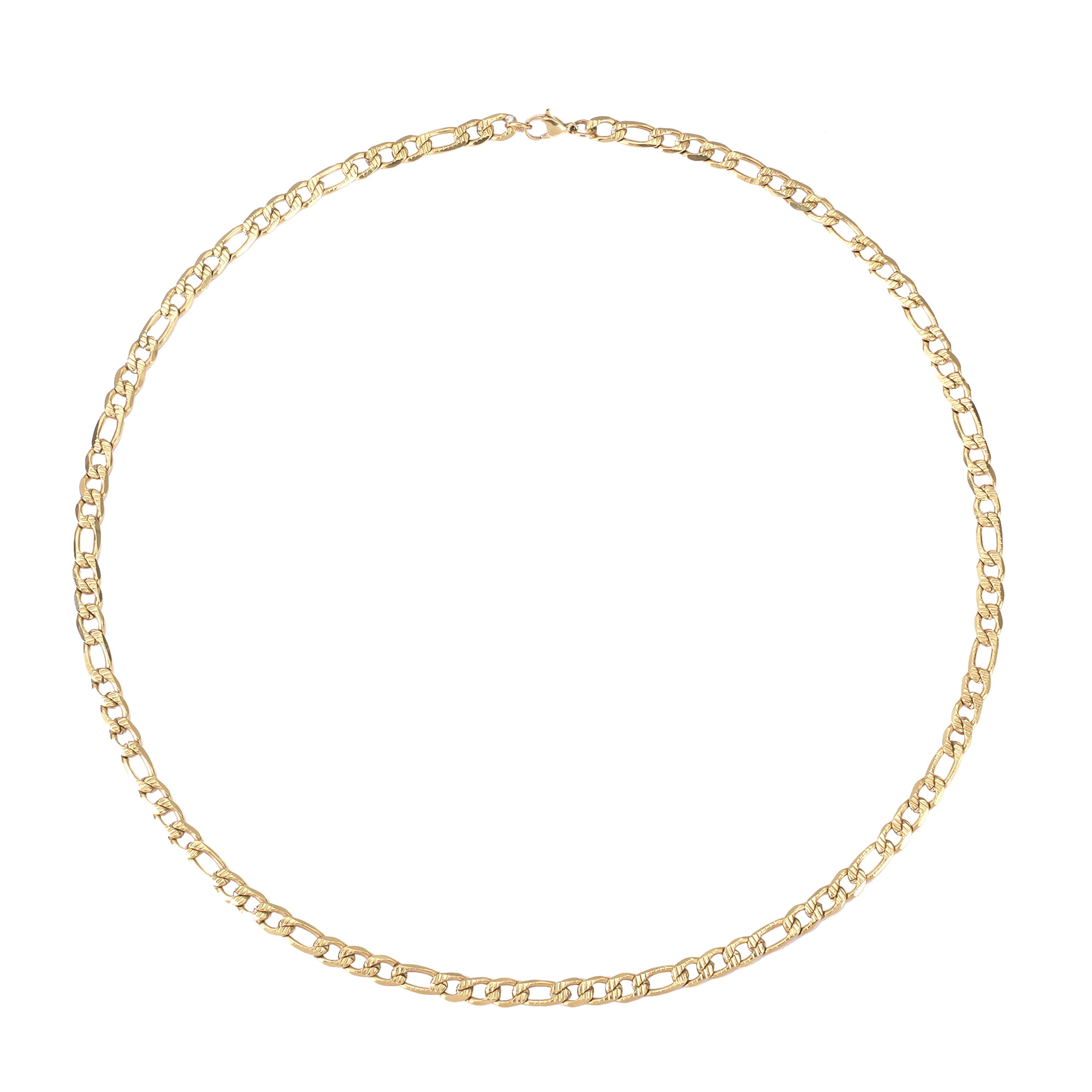 Iron Saints Men 18K Gold Plated Diamond Cut Figaro Necklace, Stainless Steel, Men Luxury