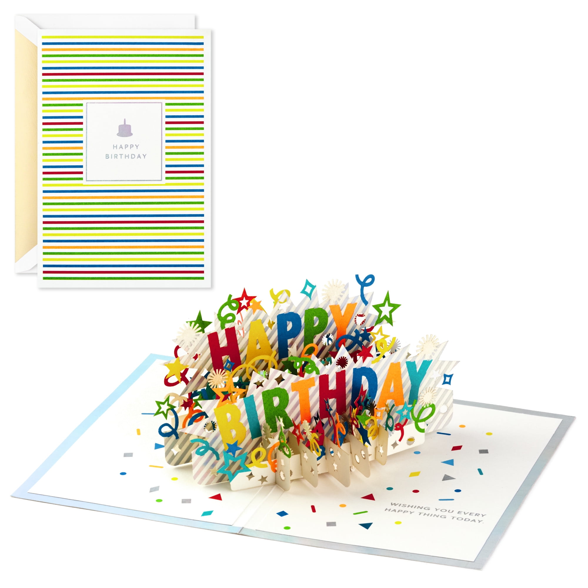 Hallmark Signature Paper Wonder 3D Pop-Up Birthday Card (Rainbow Stripes and Stars)