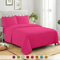 Premier Colorful King Size Bed Sheet Set, Microfiber 4 Piece Deep Pocket King Sheets - Pink