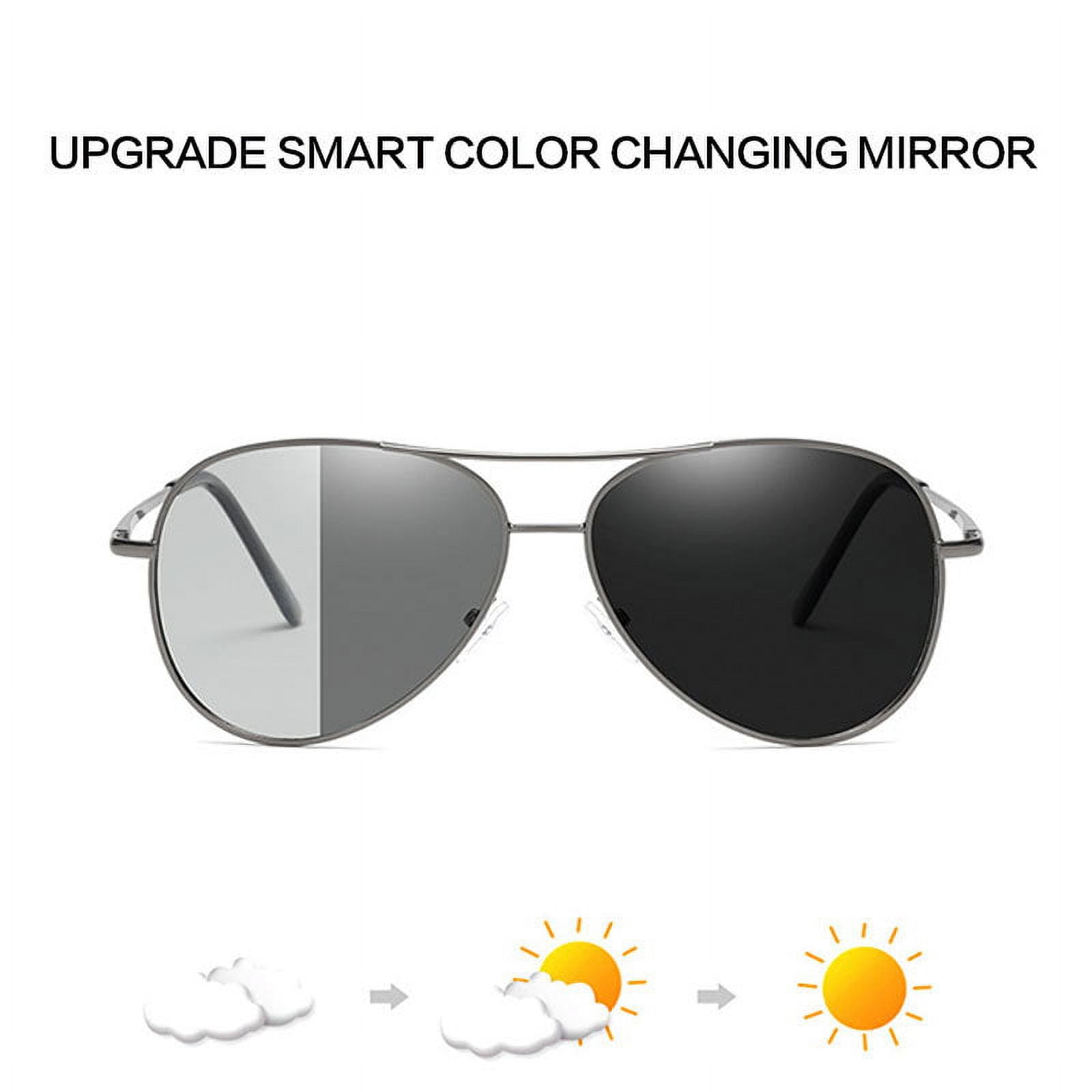 Men's Vintage Polarized Sunglasses Color Changing UV Protection Eyewear for  Driving & Daily Wear Gun Frame Color Change Sheet 