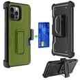thumbnail image 3 of DALUX Card Holster Kickstand Holster Hybrid Phone Case Cover Compatible with Iphone 15 Pro - 6.1 inch (2023) - Solid Olive Green, 3 of 3
