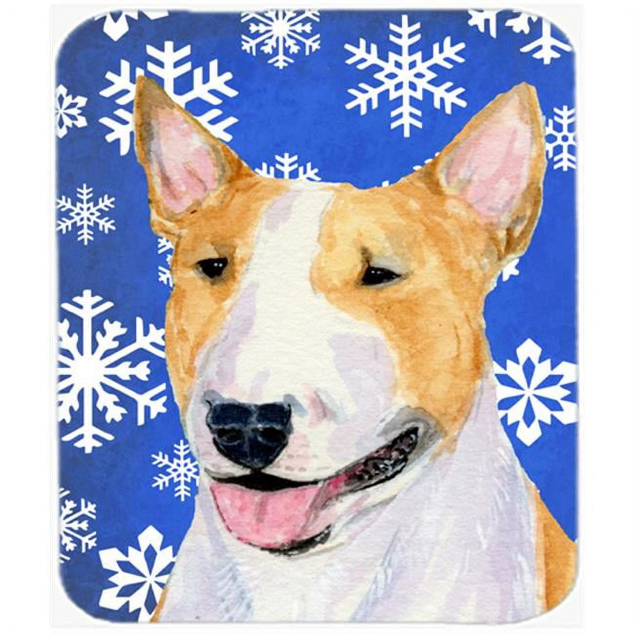 Bull Terrier Winter Snowflakes Holiday Mouse Pad Hot Pad or Trivet