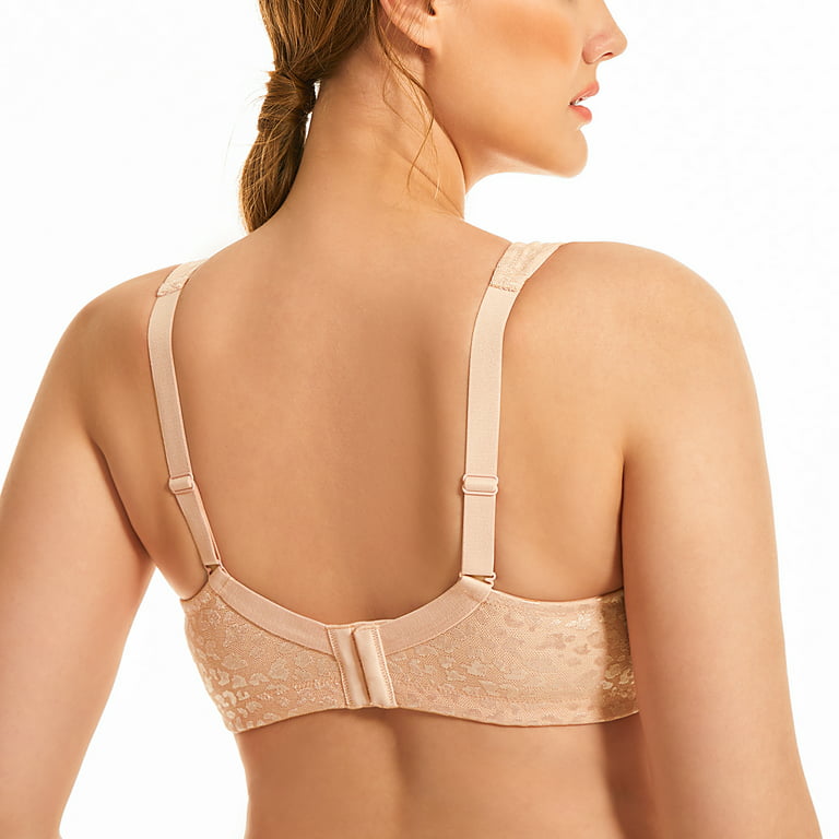 Deyllo Women's Wirefree Non Padded Plus Size Full Coverage Minimizer Bra,  Pink 38G