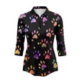thumbnail image 2 of Uorisanigo Colorful Dog Paws Women's Golf Shirt Size 2XL Fashion 1/4 Zipper Women's 3/4 Sleeve Golf Top Versatile Casual Pullover Relaxed Comfortable Athletic Tops Workout Sports, 2 of 7