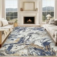 thumbnail image 3 of Area Rug 8x10 Machine Washable Living Room Rug, Non-Slip Faux Wool Soft Floor Carpet, Low Pile Modern Abstract Rug, Foldable Nursery Rug for Bedroom, Dining Room, Office, Blue, 3 of 21