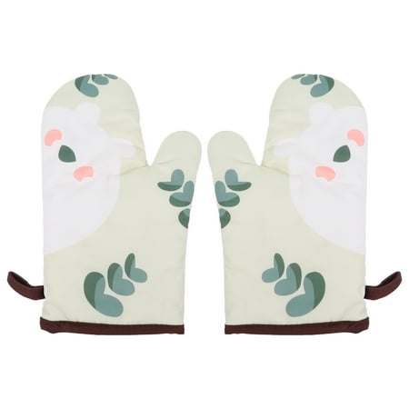 

2pcs Oven Mitt Silicone Heat Resistant Gloves Thick Cartoon Microwave Mitten