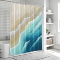 thumbnail image 6 of Teal Ombre Ocean Shower Curtain, Waterproof Shower Curtains for Bathroom, Summer Beach Coastal Waves Gradient Washable Fabric Bathtub Curtain Set Bath Decor with 12 Hooks Standard 72"x72", 6 of 8