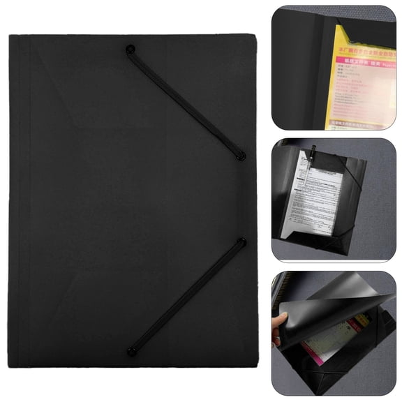 WANYNG 1-Pack A4 Folder with 2 Elastic Bands, PP Plastic Portfolio Folder, Corner Tensioner, Lightweight Document Organizer for Office, School, and Meetings