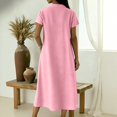 thumbnail image 5 of Laqbezok Women's Casual V-Neck Long Dress, Short Sleeve Solid Color Loose A-Line Gown, Soft Breathable Summer Dress with Side Pockets, 5 of 8