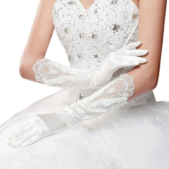 RABBITH Bride Full Finger Long White Gloves Fashion Wedding Dress Accessories Lace Glove