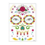 Temporary Face Makeup Stickers Day Of The Dead Sugar Flower Black Internet Red Rose Full Face Stickers Home Party Supplies