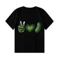 thumbnail image 4 of Virmaxy (2-14 Years Old)Pickle Letter Printed Shirt For Toddler Boys Girls Casual Printed Gherkin Pattern T-Shirt Kids Spring Summer Loose Short Sleeve Crew Neck Top Black-8 7 Years, 4 of 4