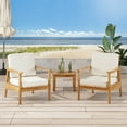 thumbnail image 3 of Noble House Willowbrook Acacia Wood Outdoor Club Chair in Teak/Beige (Set of 2), 3 of 9