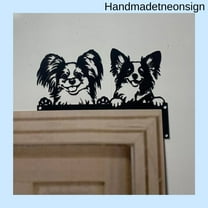 Handmadetneonsign Papillon Dog Door Corner Sign, Papillon Dog Metal Door Topper, Dog Door Sitter 68907