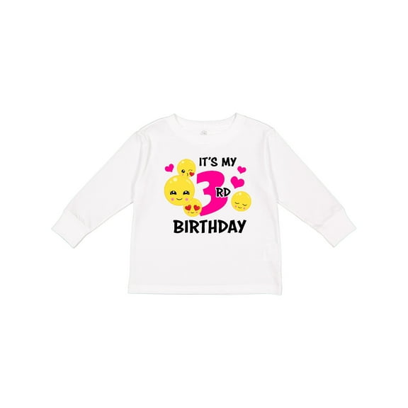 Inktastic Its My 3rd Birthday with Emojis Girls Long Sleeve Toddler T-Shirt