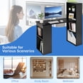 thumbnail image 4 of 48" Computer Desk with 4-Tier Bookcase, Modern Reversible Home office Desk Writing Desk for Small Spaces, Black, 4 of 10