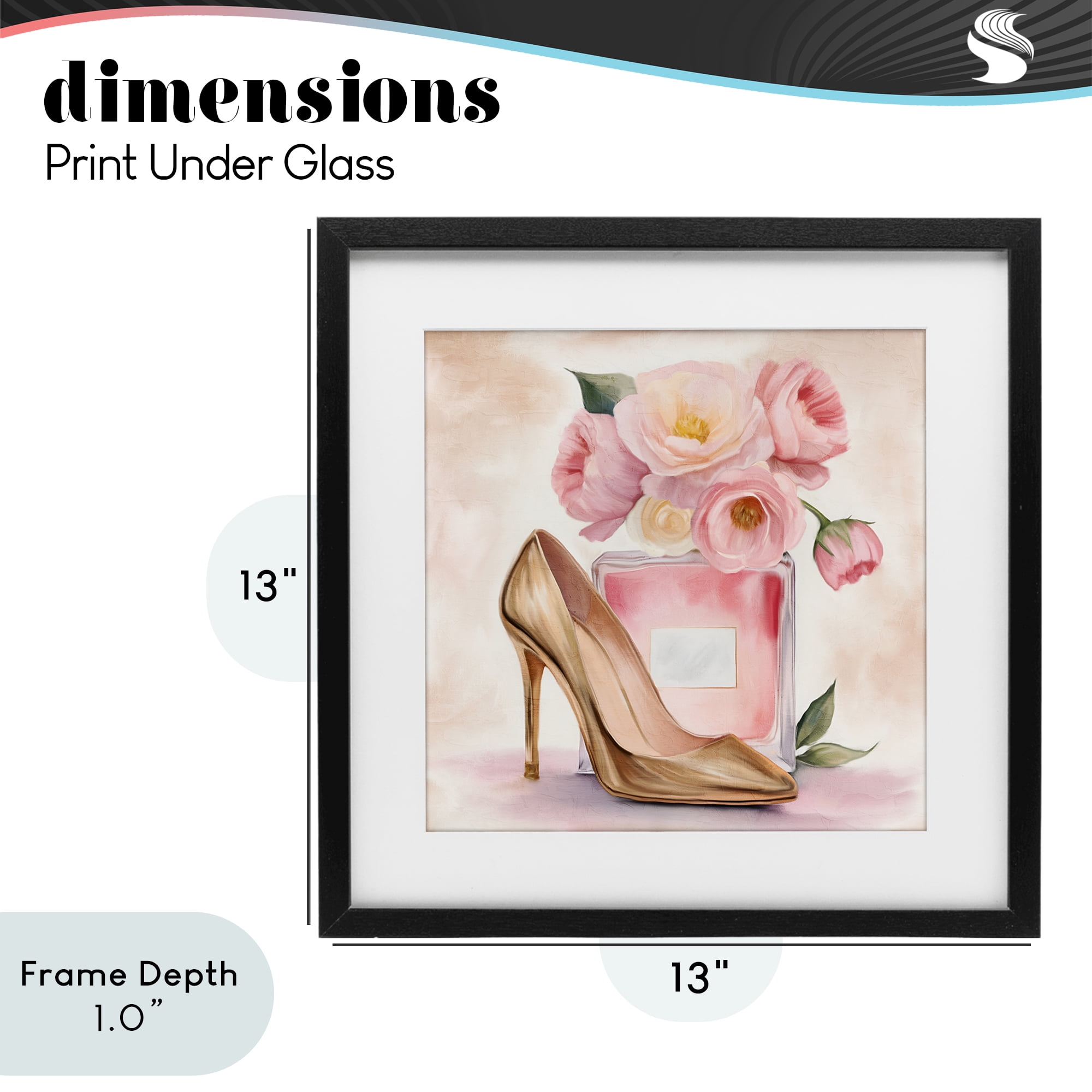 Stupell Industries Pink Beauty Heel & Flowers Black Framed Print Under Glass, design by Kim Allen