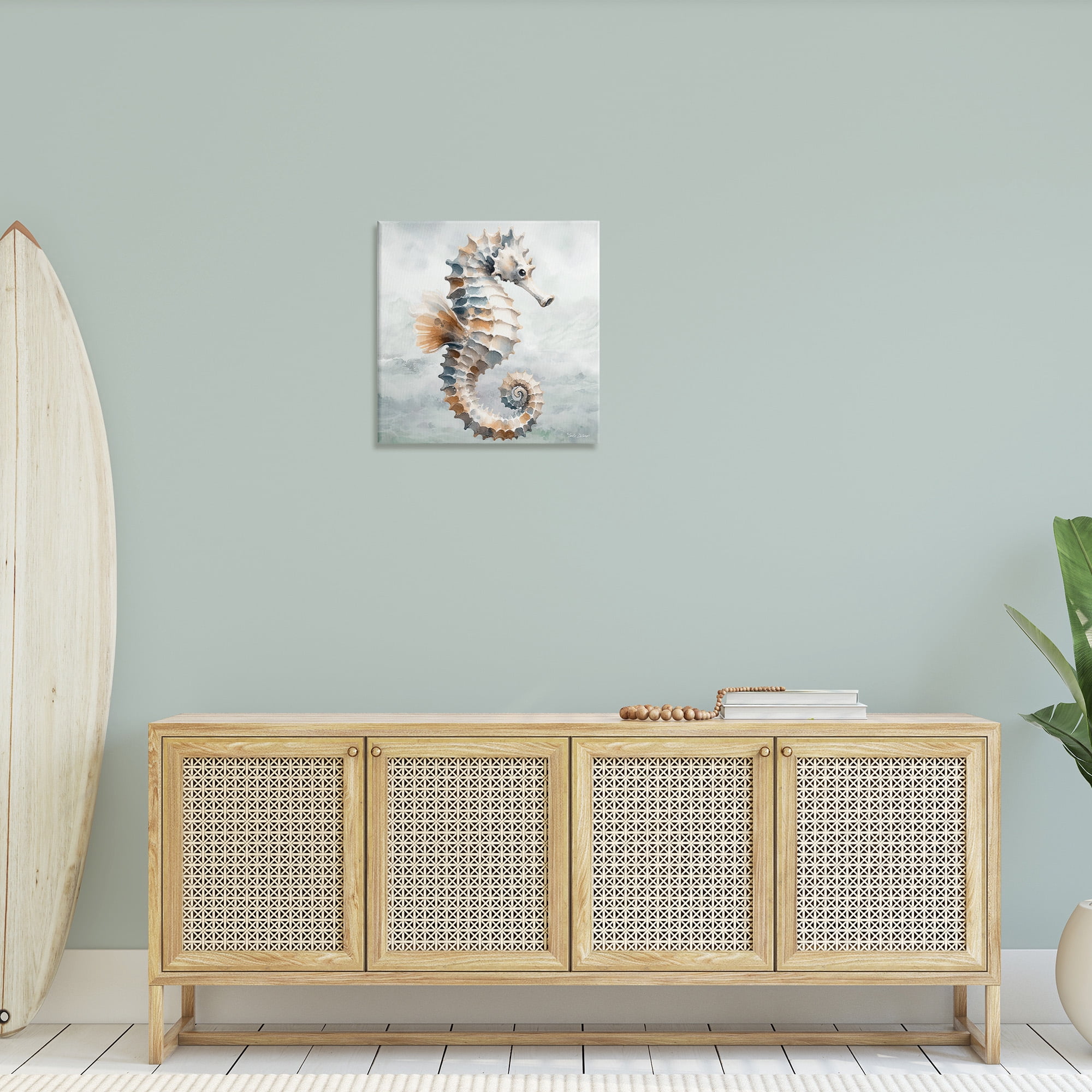 Stupell Industries Detailed Ocean Seahorse Animals & Insects Painting Gallery Wrapped Canvas Art Print Wall Art, 24 x 24