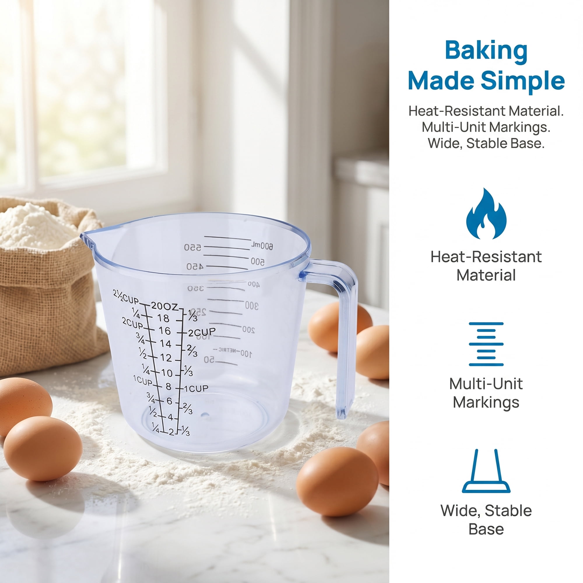 Unique Bargains 2Pcs PS Material Measuring Cup for Measuring Oil Water Clear 600ml/1000ml