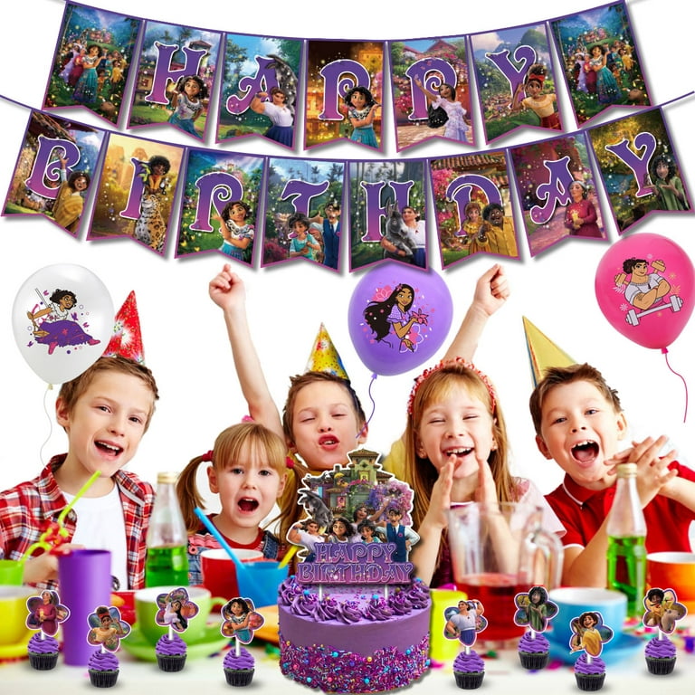 Austok Birthday Party Supplies, Happy Birthday Banner Pull Flag Cake Insert  Balloon Set, Decorations Favors Kit for Girls Boys Kids, Birthday Party  Supplies for kids Includes Backdrop ,Banner,Balloons 