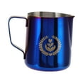 thumbnail image 1 of Jarra para espumar leche, jarra de acero inoxidable de 350 ml, taza vaporizadora con escala para hacer café, azul, 1 of 15