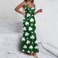 thumbnail image 6 of PNTUTB St. Patrick's Day Women's Casual Fashion Print V Neck Sleeveless Split Hem Loose Comfort Strapless Maxi Dress, 6 of 6