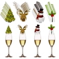 thumbnail image 5 of 10/20/30 piezas de tarjeta de taza de Navidad, gorro de Papá Noel, decoración de copas de vino, adornos de Navidad, regalo de Año Nuevo, decoraciones navideñas, 5 of 5