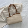 thumbnail image 4 of Bolso de hombro de paja irregular Bufanda Bolso de diseñador tejido en la playa (Marrón), 4 of 9