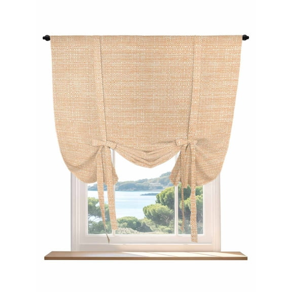 Orange Tie Up Curtains for Windows 45 Inch Length Balloon Curtains Kitchen Adjustable Balloon Window Shade Farmhouse Chic Abstract Cloth Texture Aesthetic Tie Up Bathroom Curtain Window 34"x45"