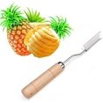 thumbnail image 2 of Pelador de piña de acero inoxidable, cuchillo triangular para piña con mango de madera, pelador de piña en forma de V de 17cm, 2 of 5