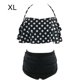 thumbnail image 1 of Traje de baño dividido con lunares en blanco y negro estampado para mujer Conjunto de bikini de cintura alta de dos piezas a la moda (XL), 1 of 8