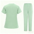 thumbnail image 4 of WULMLEO 2 Piece Scrub Sets for Women Short Sleeve Stretch Scrubs Outfits Soft Comfortable V Neck Fashion Nursing Workwear Shirts and Joggers Petite Working Medical Nurse Uniform Mint Green 2XL, 4 of 4