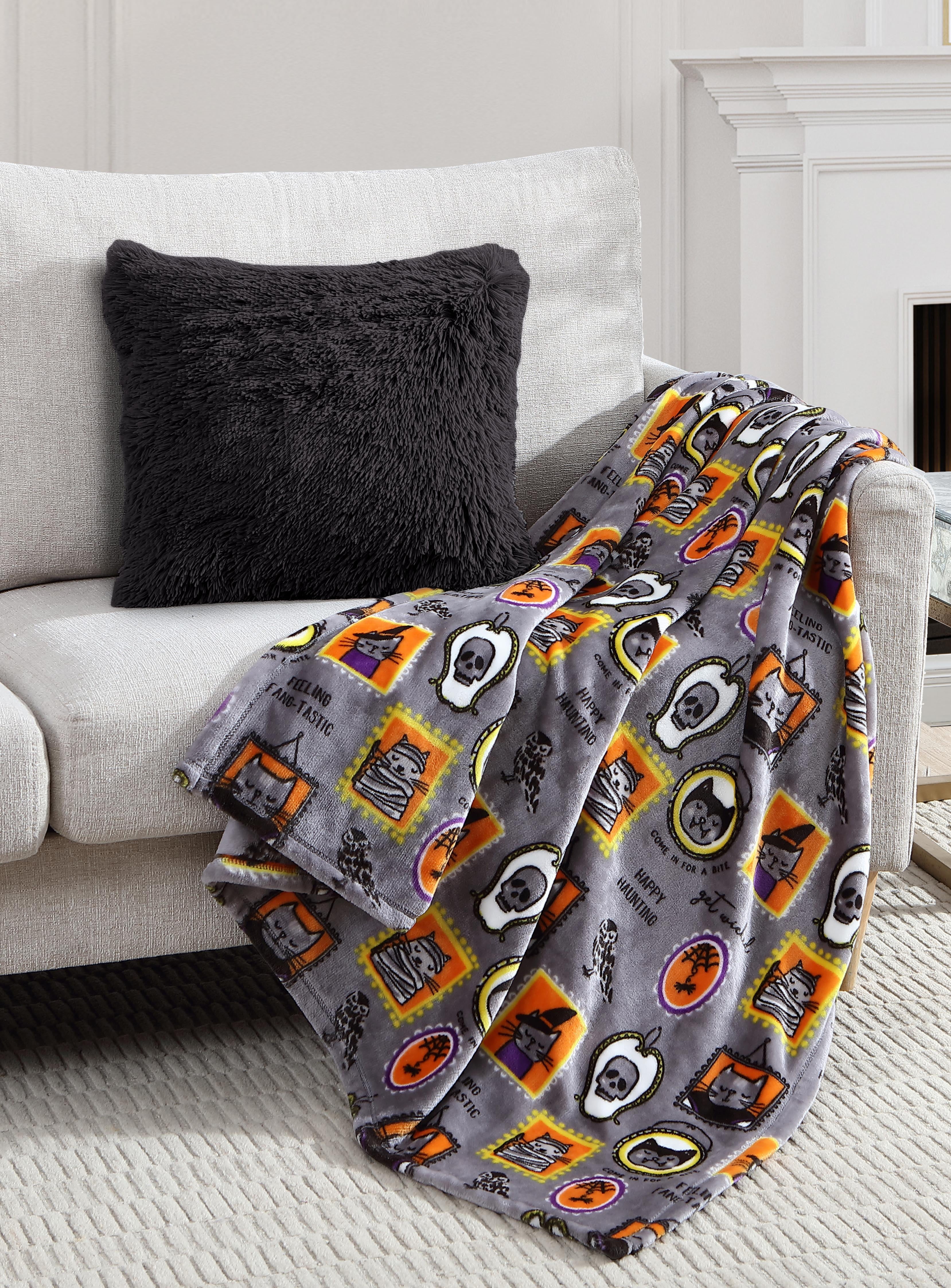 Autumn Fall Boo Halloween Thanksgiving Day Throw Blanket Soft Nap Couch Bed Blankets for Kid Boy Girl Women Men 50x60 inch