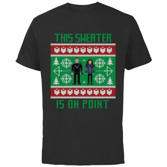 Marvel Hawkeye Clint Barton Kate Bishop Ugly Holiday Sweater - Short Sleeve Cotton T-Shirt for Adults - Customized-Black