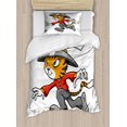 thumbnail image 1 of Ninja Cat Duvet Cover Set Twin Size, Nursery Themed Cartoon Warrior Animal Character in Traditional Asian Clothes, 2 Piece Bedding Set with 1 Pillow Sham, Multicolor, by Ambesonne, 1 of 3