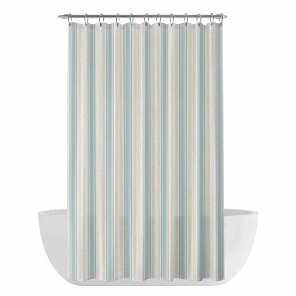 Vintage Light Blue Striped Shower Curtain - Water Repellent Fabric Shower Curtains Washable, Farmhouse Stripes Aesthetics Decorative Polyester Cloth Bathroom Curtains Modern Bath Decor 36"x72"