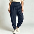 thumbnail image 3 of Rrxhxhs Harem Pants for Women Plus Size Solid Color High Waist Double Button Loose Casual Joggers with Pockets, 3 of 9