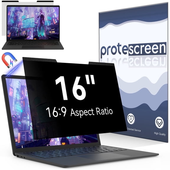 Magnetic 16 Inch Laptop Privacy Screen for 16:9 Computer Monitor, Removable Anti Glare Blue Light Filter Protector, 16 in Privacy Shield Compatible with Lenovo Hp Dell Acer Asus Thinkpad Envy Xps