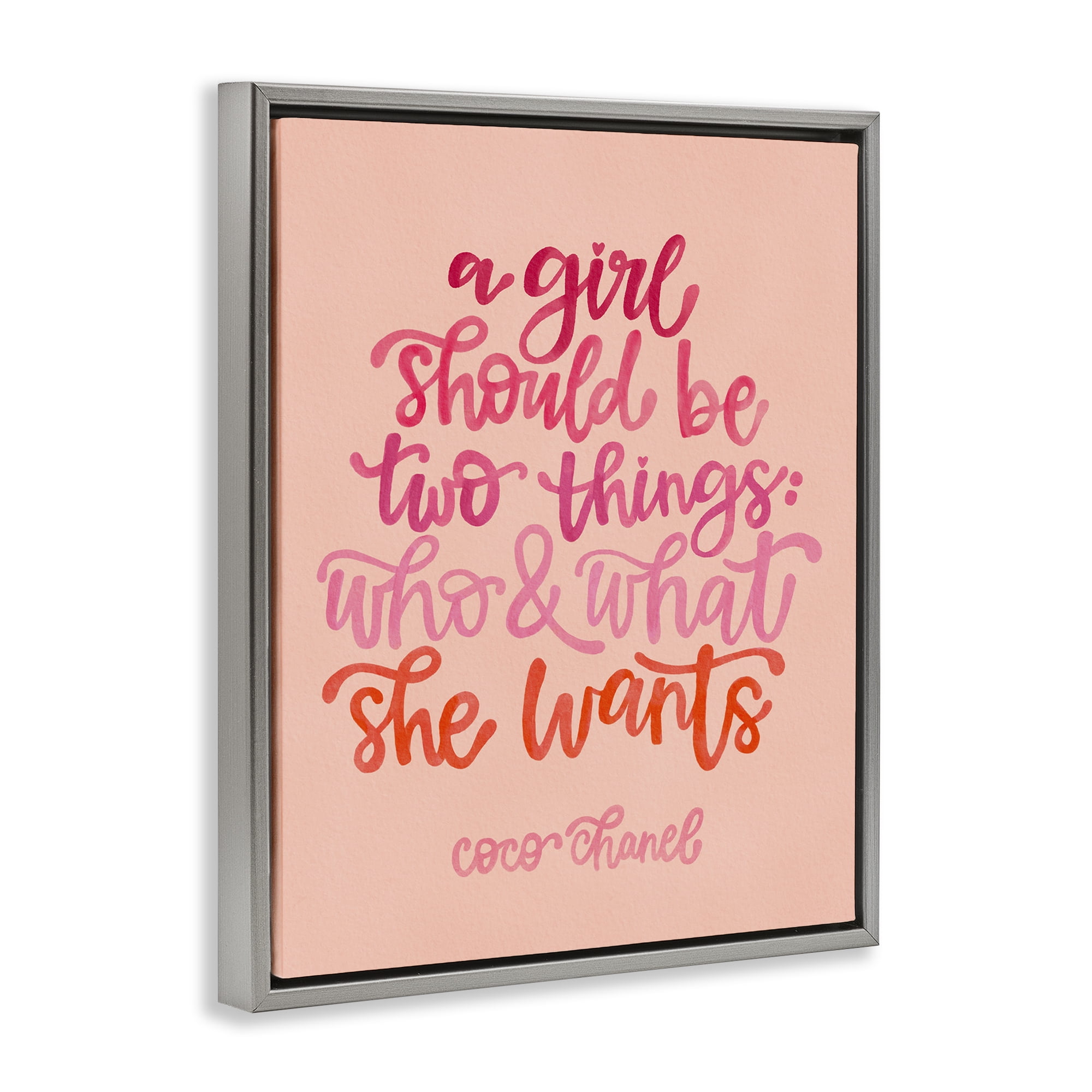 Stupell Industries Where & What She Wants Typography Painting Gray Floater Framed Art Print Wall Art, 17 x 21