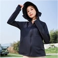 thumbnail image 6 of Bovxnpu Women's Long Sleeve Sun Protection Shirts, Lightweight Womens Activewear Breathable Sunscreen Hoodie Workout Tops, Ladies Solid Color Hooded Sun Protection Clothing L, 6 of 7
