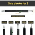thumbnail image 4 of Multi Tool Pen 6 In 1 Ballpoint Pen with Ruler Level Cross Flat Head Screwdriver Touch Screen Pocket Multitool Pen with 3 Refills Engineer Carpenter Construction Tools, 4 of 8