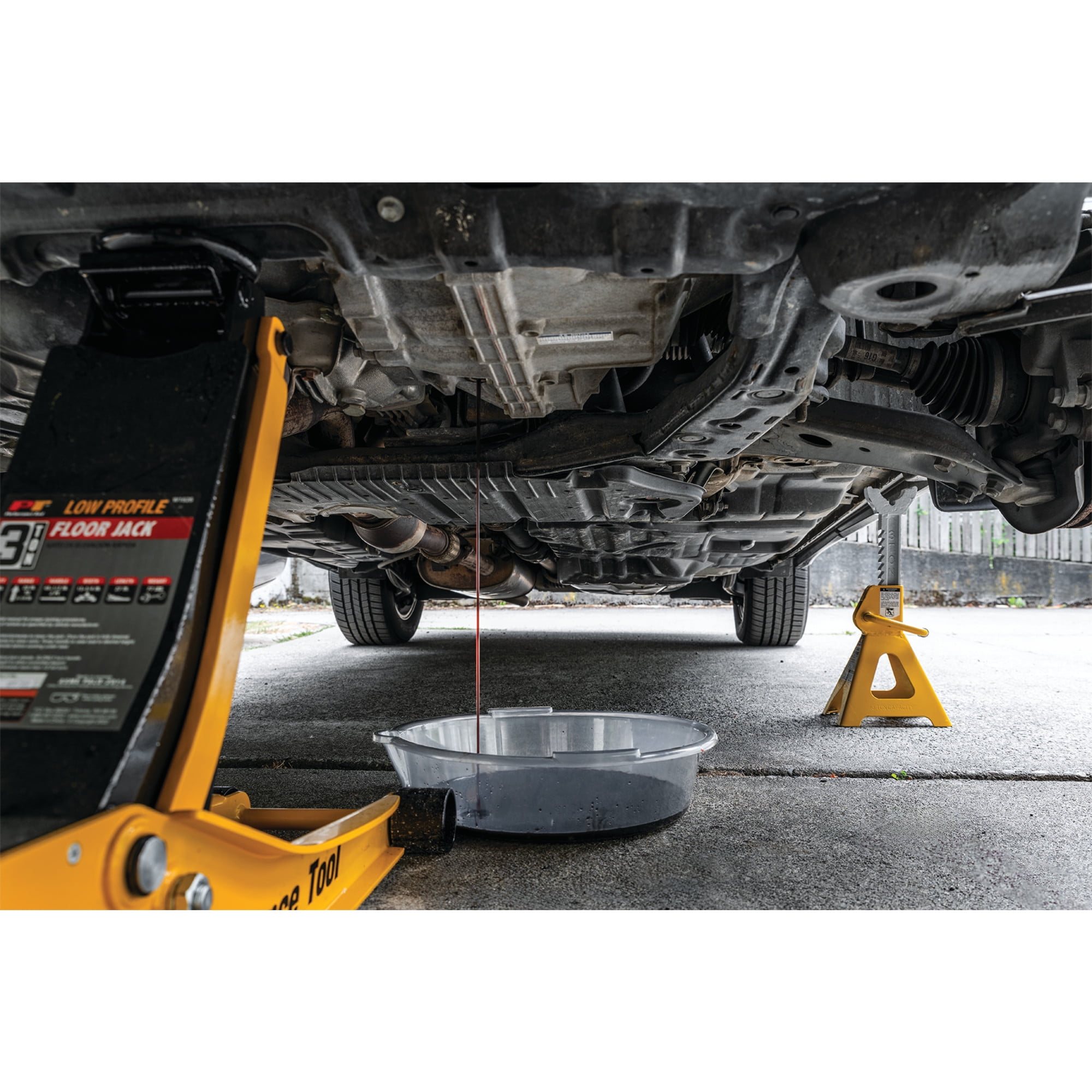 Performance Tool W41022 Ratchet Style Jack Stand Set for Lifting Vehicles During Maintenance, Yellow, 3-Ton
