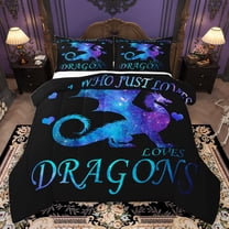 Homewish Animal Dragons Bedding Comforter Set 2pcs for Teens Boys Girls,Gradient Universe Galaxy Twin Comforter Sets Microfiber,Starry Sky Breathable Bedding Set,Lightweight Room Decor,Reversible