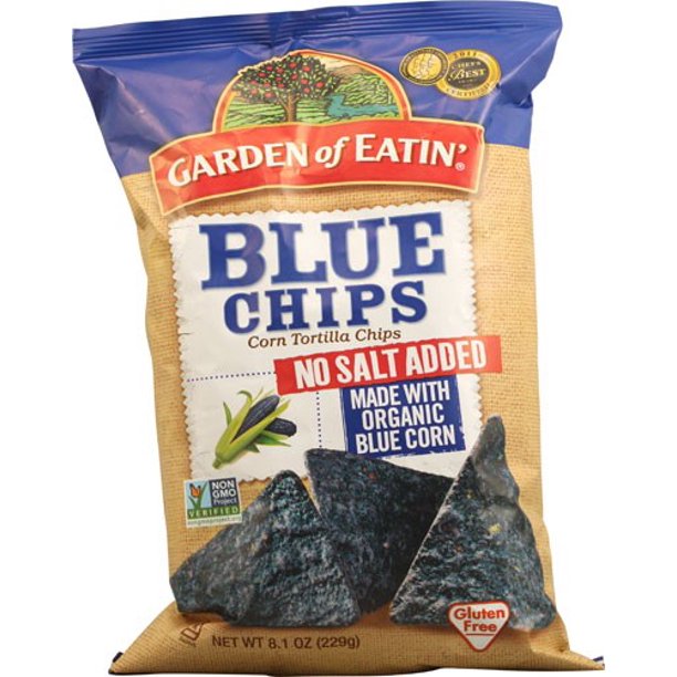 Garden of Eatin' Corn Tortilla Chips Blue Chips No Salt Added, 8.1 OZ