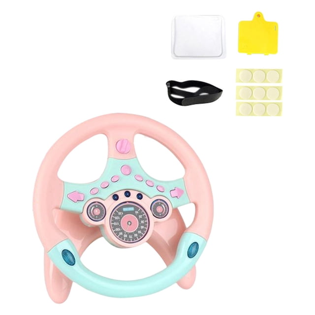 Juguetes de volante de simulación para niños, controlador de conducción portátil de rotación 360 con base para regalos de cumpleaños, juguetes