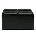 thumbnail image 5 of Simpli Home Avalon 35 inch Wide Contemporary Square Coffee Table Storage Ottoman in Midnight Black Vegan Leather, 5 of 9